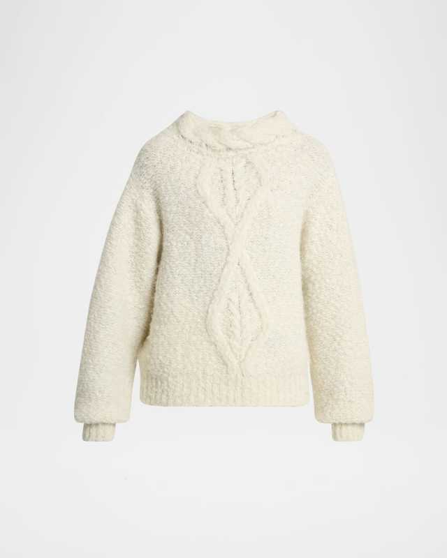 Romane Irish Funnel-Neck Alpaca Sweater